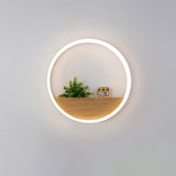 Lumoshelf LED Wandleuchte | Massivholz mit Ablage | Runde Wandlampe | Warm- & Weißlicht