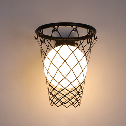 Slamora Kinder Wandleuchte | Basketballkorb Design | Glas & Metall | Art Déco Stil | Schlafzimmerlicht