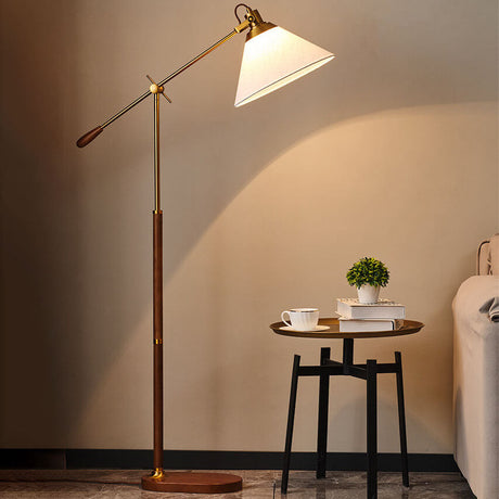LumoShade Vintage Nordic Design Stehlampe | Stoffschirm | Holz & Metall | Stimmungslicht | Deko für Wohnzimmer & Schlafzimmer