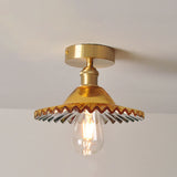 Lotuvia Japanische Vintage Deckenleuchte | Glas & Messing | Lotus Design | Semi-Flush-Mount