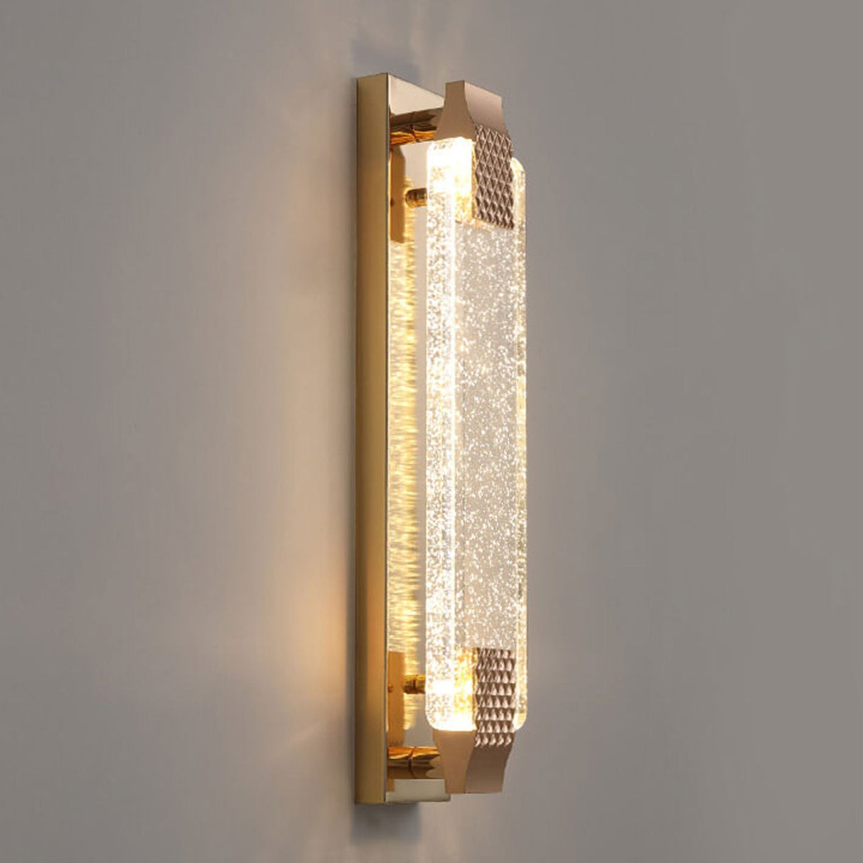 Lucera Luxuriöse LED Wandlampe | Rechteckig | Kristallblase Design | Elegantes Licht für Zuhause | Deko | Moderne Wandleuchte