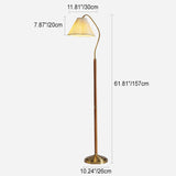 Shinrai Japanische Vintage Stehlampe | Massivholz & Eisen | Stoffschirm | 1-flammig | Dekorative Beleuchtung