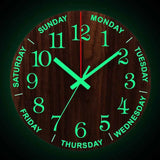 Glowtic Leuchtende Wanduhr | Holzdesign | Geräuschlos | Nachtlicht | Nordischer Stil | Geschenkidee
