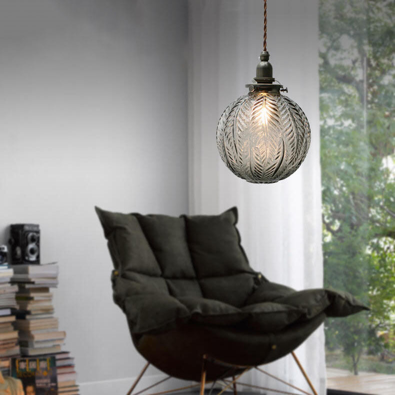LotuSphere Retro Glas Pendelleuchte | Elegantes Design | Lotus-Struktur | Dekoratives Licht