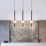 LumaCyl Modern LED Pendelleuchte | Minimalistisches Zylinderdetail mit Metallkugel | Dimmbares Design