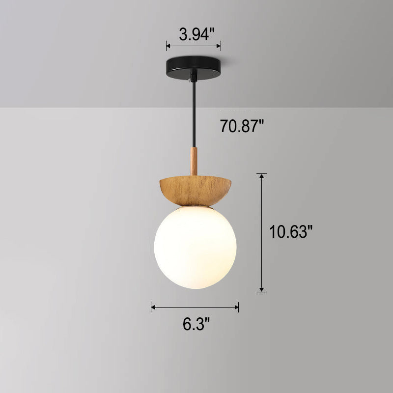 LumiHaus Deckenleuchte Holz | Japanisch-Nordisches Design | Glas Kugel | Warmes Stimmungslicht