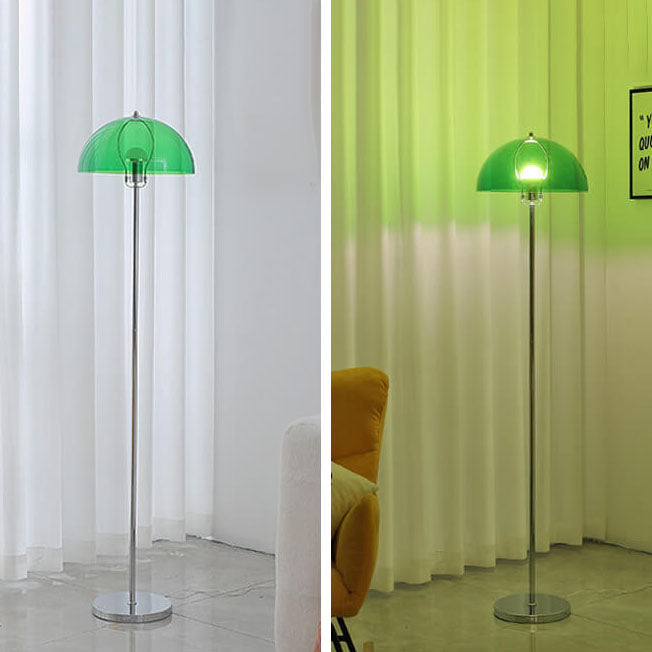 AuroraDome Nordic Vintage Acryl LED Stehlampe | Klarer Kuppelschirm | 3 Lichtfarben | Elegantes Design für Wohnräume
