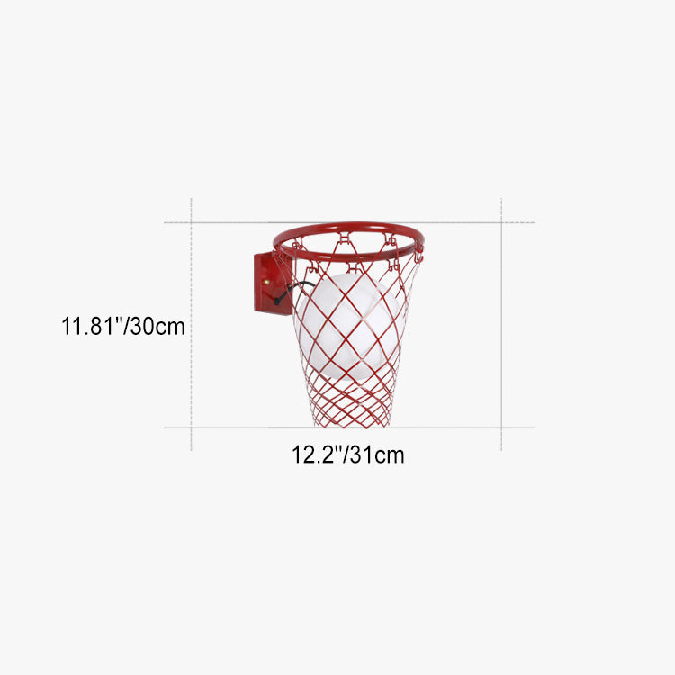 Slamora Kinder Wandleuchte | Basketballkorb Design | Glas & Metall | Art Déco Stil | Schlafzimmerlicht