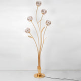 GlowLeaf Design Stehende Bodenleuchte | 5-Licht Lampe | Blatt- und Blumenmotiv | Wohnzimmer Luxusbeleuchtung
