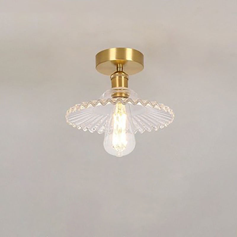 Lotuvia Japanische Vintage Deckenleuchte | Glas & Messing | Lotus Design | Semi-Flush-Mount