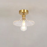 Lotuvia Japanische Vintage Deckenleuchte | Glas & Messing | Lotus Design | Semi-Flush-Mount