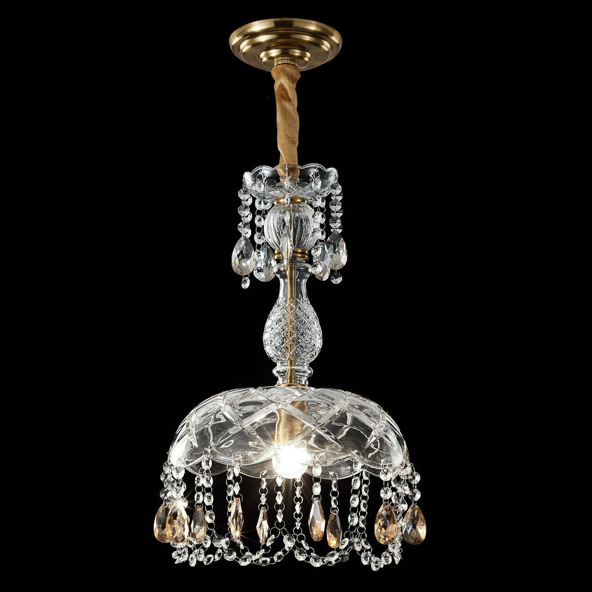 CrystalVive Pendelleuchte | Luxus Kristallkuppel | Moderne 1-Licht Hängelampe | Elegante Beleuchtung für Zuhause