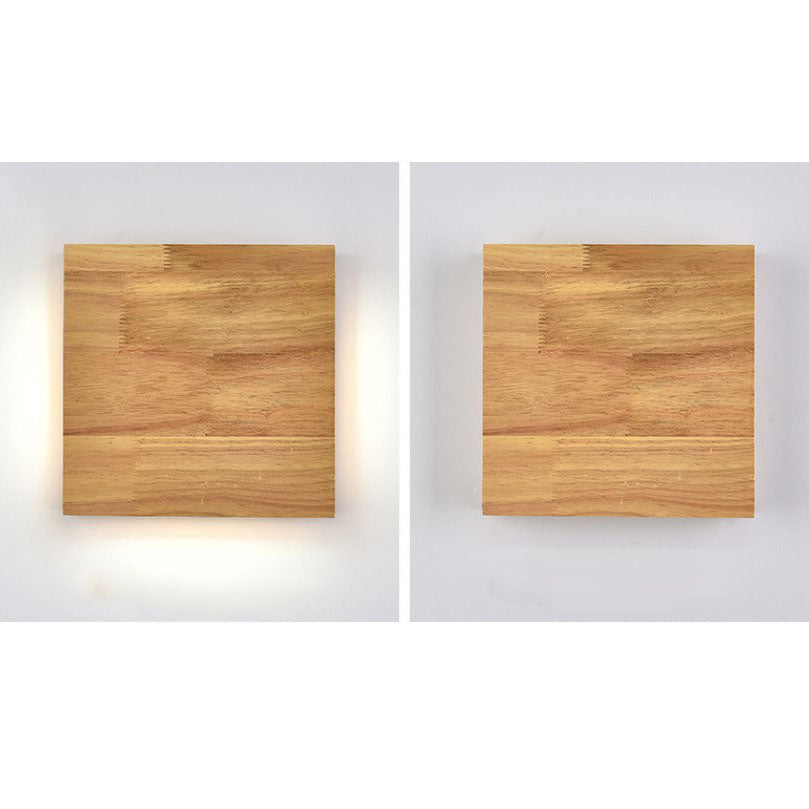 WabiLight Japanische Wabi-Sabi Holz-LED Wandlampe | Rechteckig oder Quadratisch | Warmes Ambiente