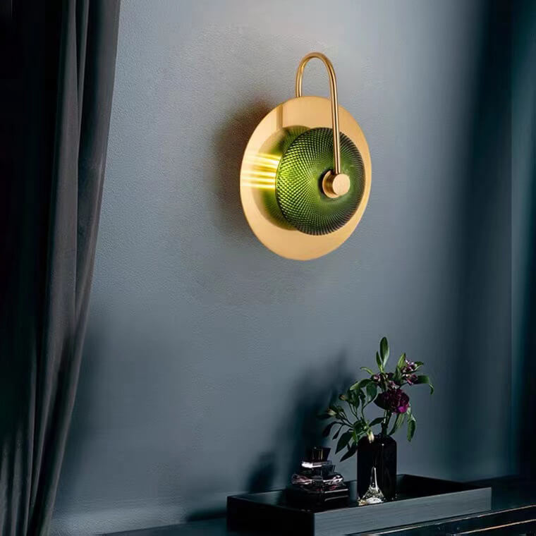 HaloDisc Skandinavische Wandleuchte | Rundes Eisen- und Glasdesign | Minimalistisch | Für Wohnzimmer & Schlafzimmer