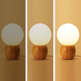 LuxeSphere Scandinavian Tischlampe | Holzsockel | Orb Glas-Design | Perfekt für Schlafzimmer & Wohnzimmer | Stimmungslicht