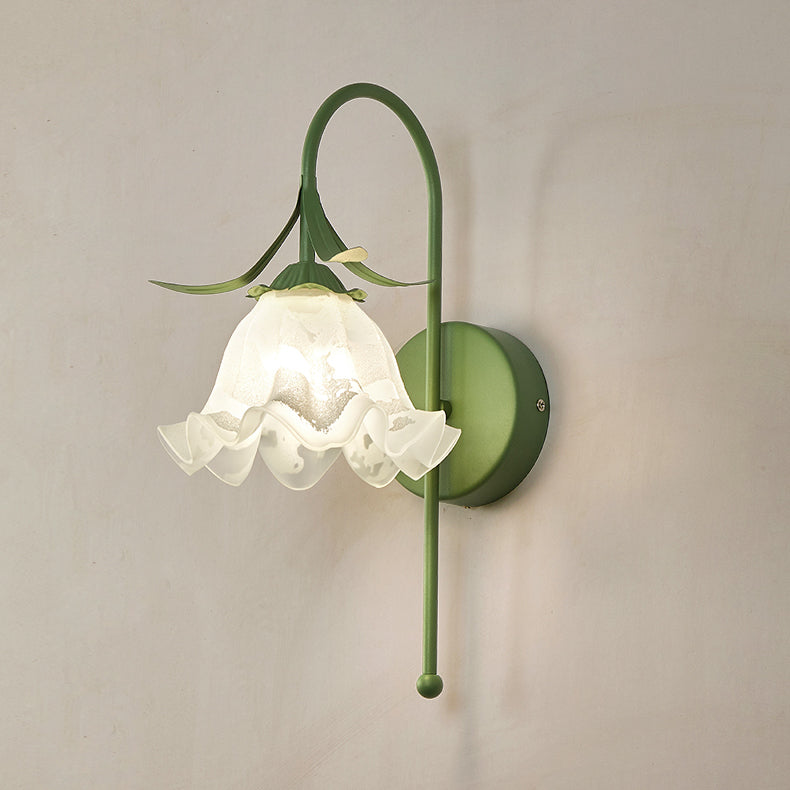 Lunaris Wandlampe Nordic Vintage Design | Kürbisglas | Florales Muster | 1-Flammig | Wandleuchte