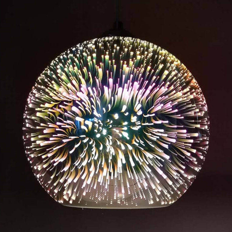 ElysianSpark 3D Creative LED Kronleuchter | 2/3 Lichter | Feuerwerksglas-Dome | Modernes Design | Stimmungslicht für Zuhause