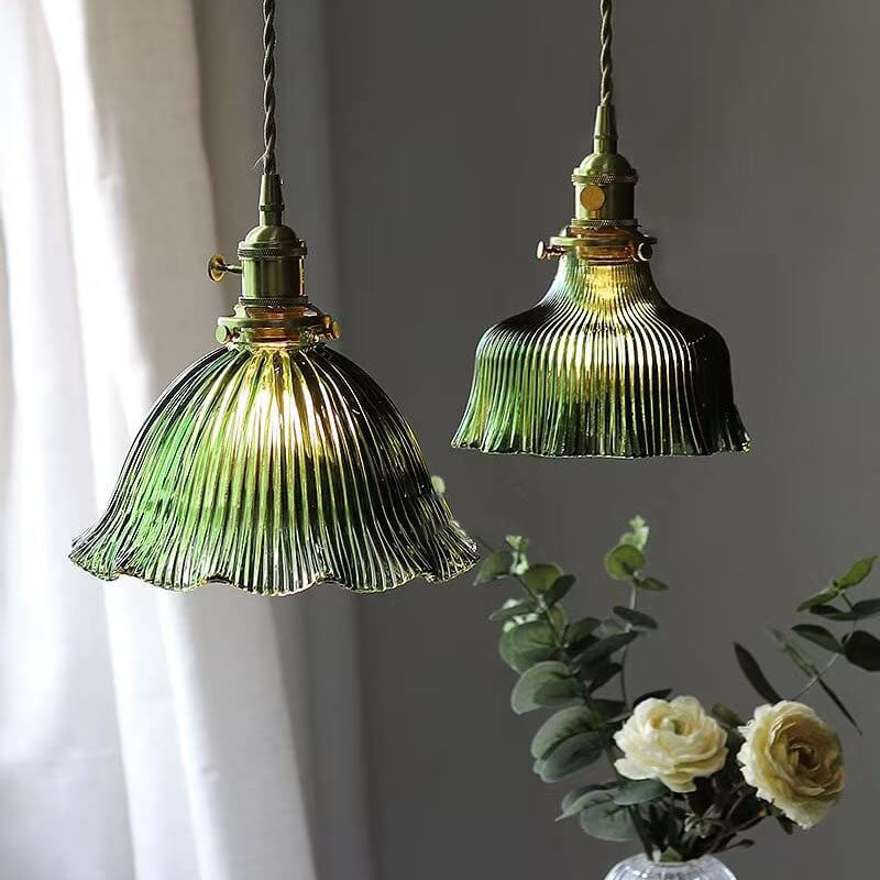 OrnaLite Nordic Pendelleuchte | Kupfer & Walnussholz | Blütendesign | Minimalistischer Stil