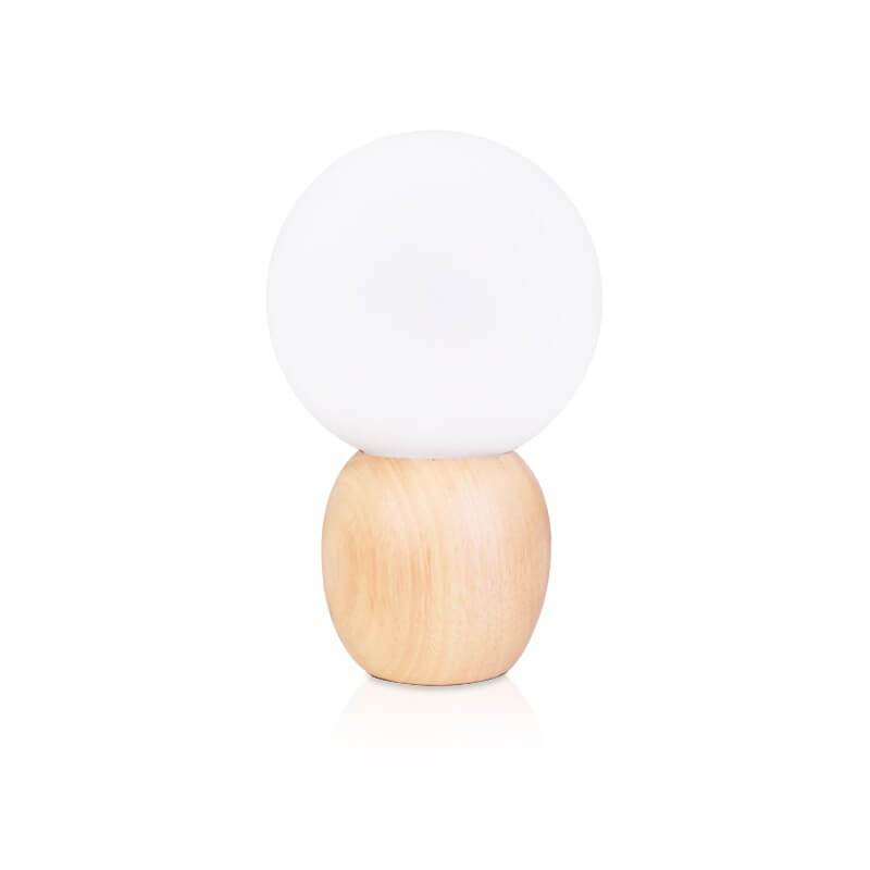LumiOrbe Nordic Holz-Tischlampe mit Milchglas-Kugel | LED-Licht | Warmes Stimmungslicht