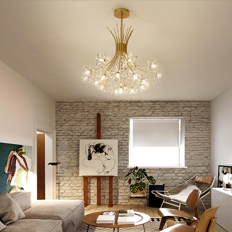Dandelux Elegance Kristall-Kronleuchter | 13 & 19 Lichter | Dandelion Design | Warmes & Weißes Licht | Dekorative Beleuchtung für Zuhause