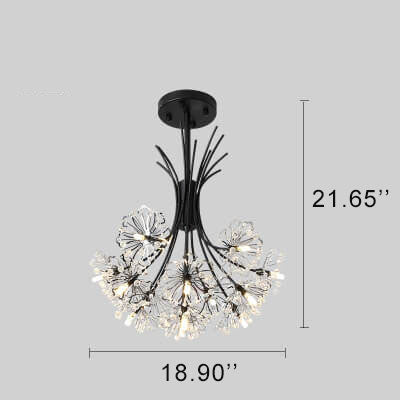 Dandelux Elegance Kristall-Kronleuchter | 13 & 19 Lichter | Dandelion Design | Warmes & Weißes Licht | Dekorative Beleuchtung für Zuhause