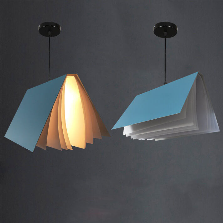 FlyLit Buchform Pendelleuchte | 1-Licht | Metall & PVC | Kreatives Design | Beleuchtung für Zuhause