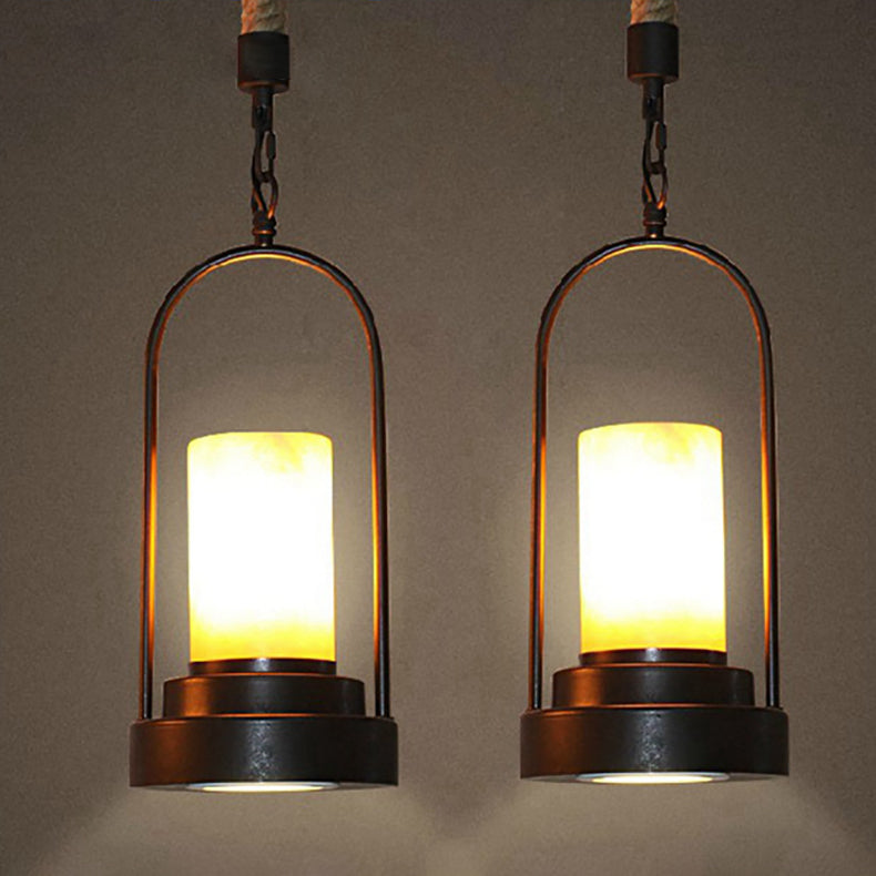 HempCandle Industrielle Pendelleuchte | Vintage Seil-Design | 1-flammige LED-Hängeleuchte | Rustikaler Stil