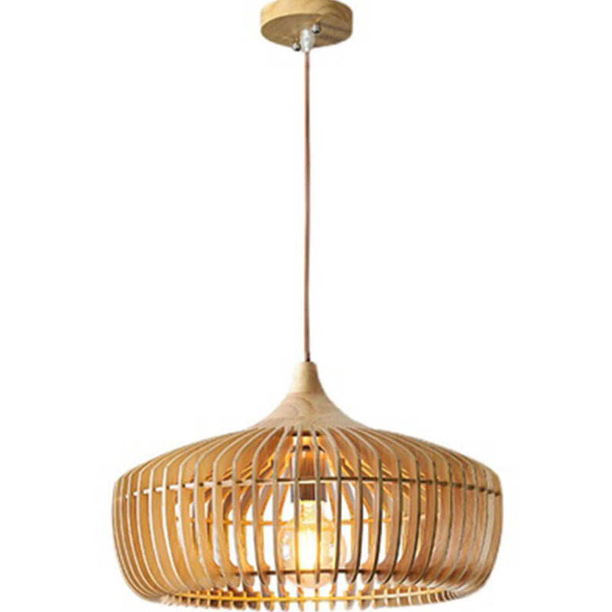 Lumivaro Nordic Vintage Pendelleuchte | Holzkuppel Design | 1-Licht Hängelampe | Perfekt für Esszimmer & Wohnzimmer