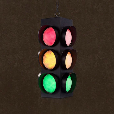 LumoStop Retro Pendelleuchte | Ampel-Design | Eisen & Glas | LED Beleuchtung