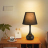 NoctaLoom Nordic Tischlampe | Vintage Design | Stoffschirm & Eisenbasis | Touch-Schalter
