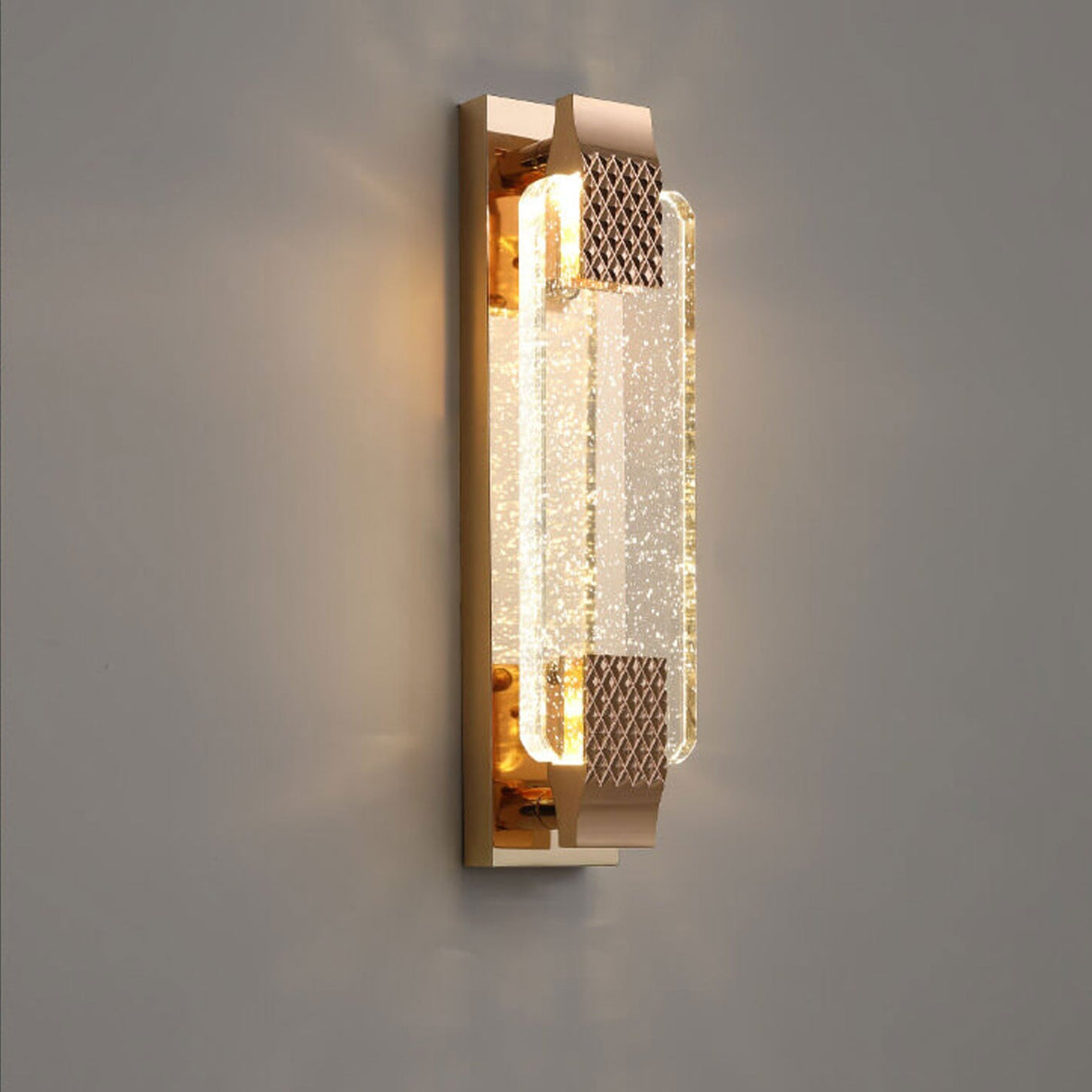 Lucera Luxuriöse LED Wandlampe | Rechteckig | Kristallblase Design | Elegantes Licht für Zuhause | Deko | Moderne Wandleuchte