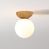 LumiHaus Deckenleuchte Holz | Japanisch-Nordisches Design | Glas Kugel | Warmes Stimmungslicht