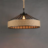 LumeLash Vintage Hängeleuchte | Rustikales Eisen & Hanfseil Design | 1-Flammige Pendelleuchte für Wohnzimmer