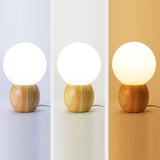LuxeSphere Scandinavian Tischlampe | Holzsockel | Orb Glas-Design | Perfekt für Schlafzimmer & Wohnzimmer | Stimmungslicht
