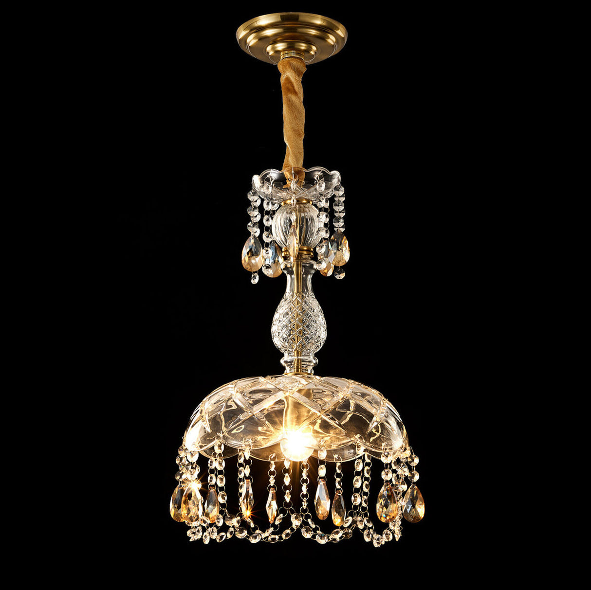 CrystalVive Pendelleuchte | Luxus Kristallkuppel | Moderne 1-Licht Hängelampe | Elegante Beleuchtung für Zuhause