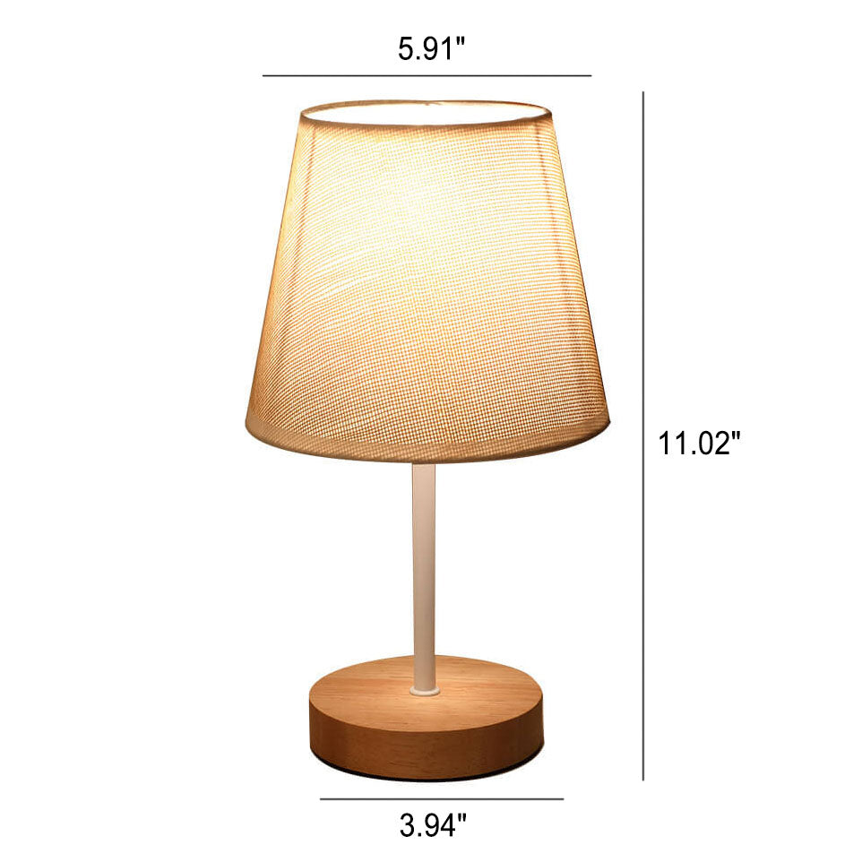 AureLoom Nordic Vintage Tischlampe | Stoffkegel | Massivholz | LED-Licht | Dimmbare Optionen | Dekorativ für Zuhause