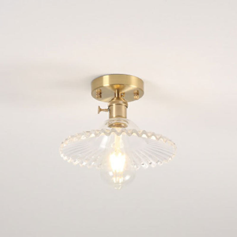 Lotuvia Japanische Vintage Deckenleuchte | Glas & Messing | Lotus Design | Semi-Flush-Mount