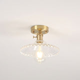 Lotuvia Japanische Vintage Deckenleuchte | Glas & Messing | Lotus Design | Semi-Flush-Mount