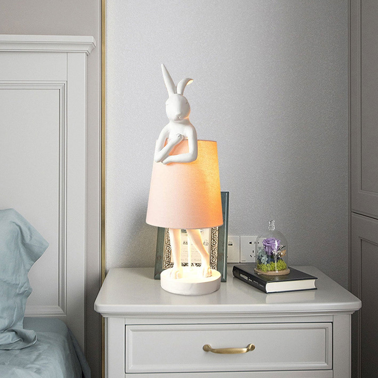 LunaBeam Nordic Rabbit LED Tischlampe | Kabellos | Stimmungslicht | Resin Design | Dekoration für Zuhause