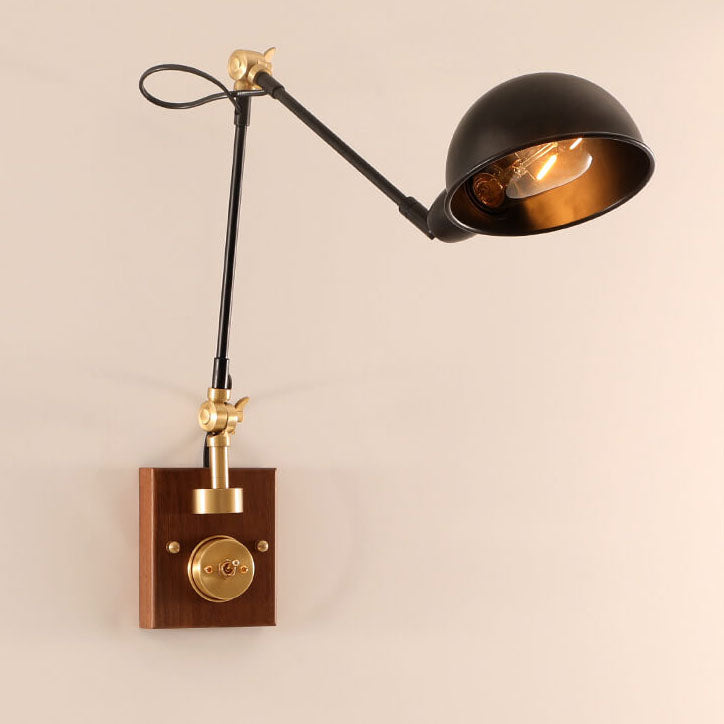 Walvora Vintage Wandlampe | Japanisches Design | Drehbar | Holz & Metall | Wandleuchte für Zuhause