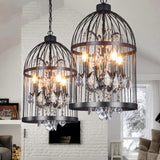 CageLust Retro Kronleuchter | Schmiedeeisen Vogelkäfig-Design | 4/8/12-flammige Hängeleuchte | Vintage Eleganz