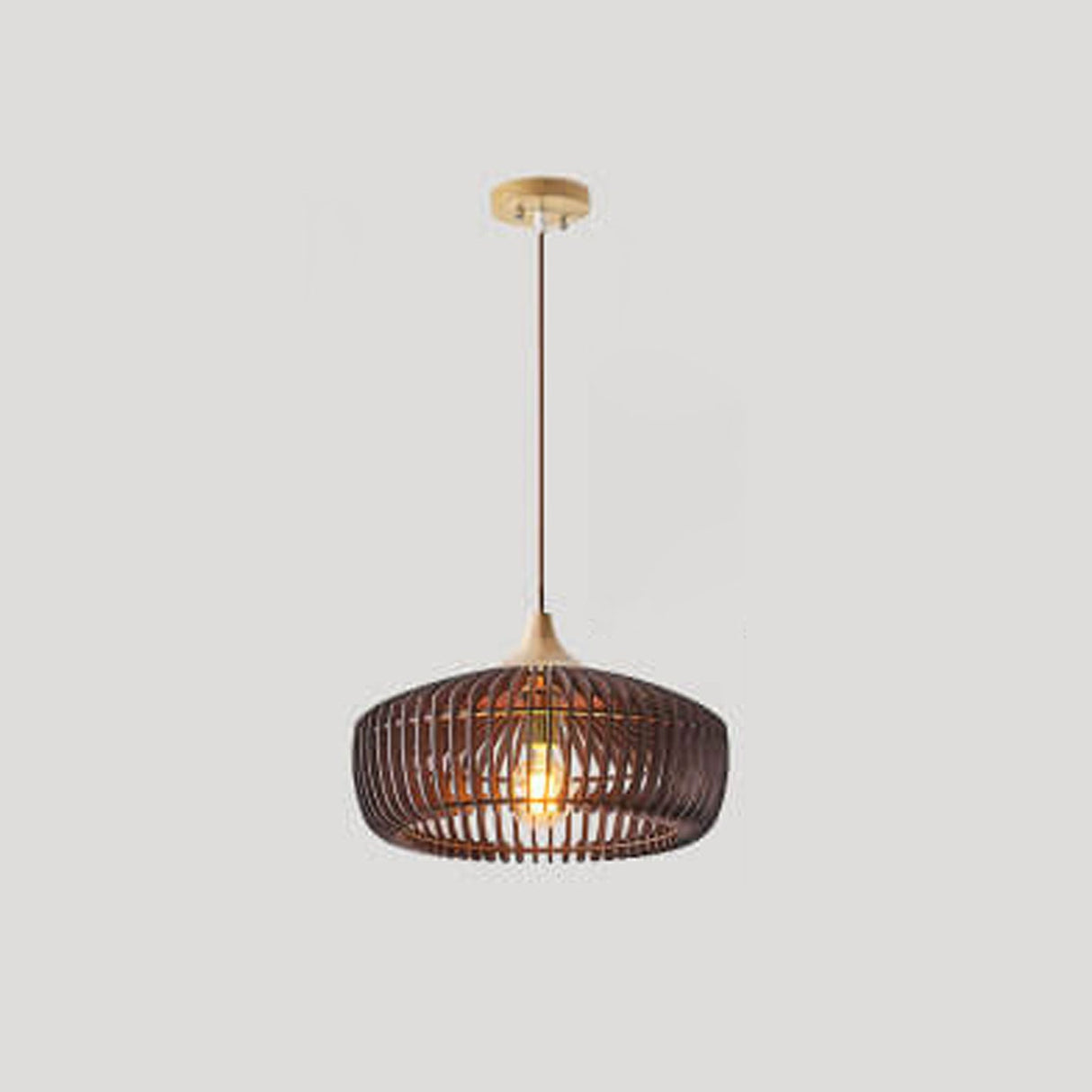 Lumivaro Nordic Vintage Pendelleuchte | Holzkuppel Design | 1-Licht Hängelampe | Perfekt für Esszimmer & Wohnzimmer