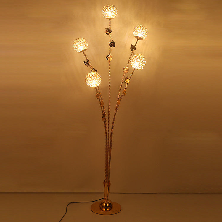 GlowLeaf Design Stehende Bodenleuchte | 5-Licht Lampe | Blatt- und Blumenmotiv | Wohnzimmer Luxusbeleuchtung