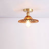 Lotuvia Japanische Vintage Deckenleuchte | Glas & Messing | Lotus Design | Semi-Flush-Mount