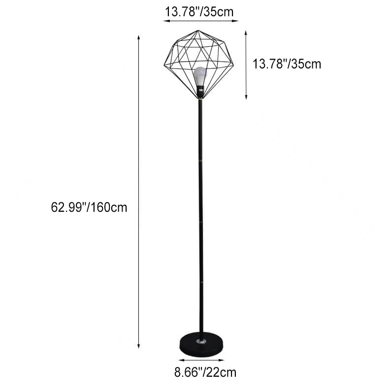 Diamoro Stehlampe | Modernes Hohldesign | Eisen in Diamantform | Stilvolle Beleuchtung für Arbeitszimmer