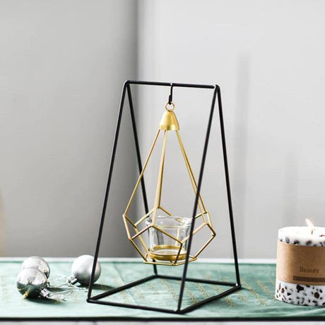 GeoLume Geometrischer Hängender Kerzenhalter oder Vase aus Eisen | Modernes Design | Vielseitige Deko
