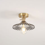 Lotuvia Japanische Vintage Deckenleuchte | Glas & Messing | Lotus Design | Semi-Flush-Mount