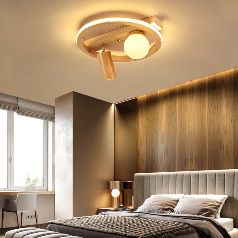 Velustra Nordic Holz LED Deckenleuchte | Modernes Design | Energieeffizient | Runde Holzlampe für Zuhause