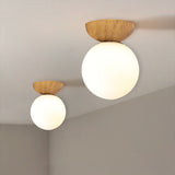 LumiHaus Deckenleuchte Holz | Japanisch-Nordisches Design | Glas Kugel | Warmes Stimmungslicht