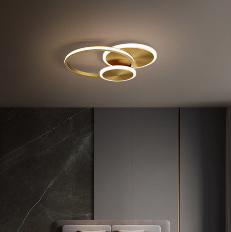 LumeAxis LED Deckenleuchte | Dreifach-Kreis-Design | Kupfer & Acryl | Dimmbares Licht